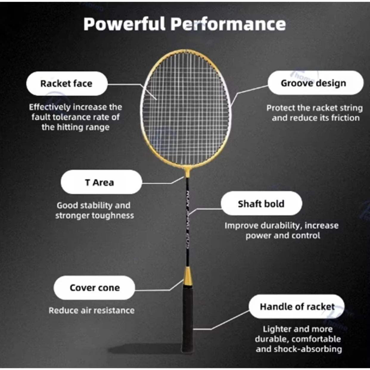 Durable Alloy Badminton Racket for Control Play 65.5cm