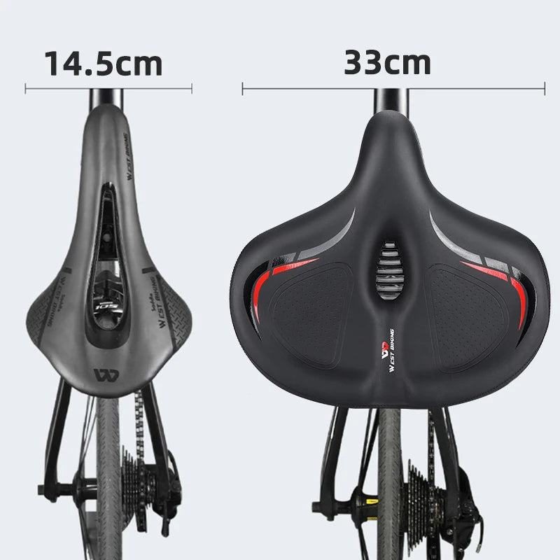 🚴‍♂️ WEST BIKING Widened & Thickened Bicycle Saddle – Soft Shock Absorption | Oversize MTB & Road Cycling Cushion 🌟