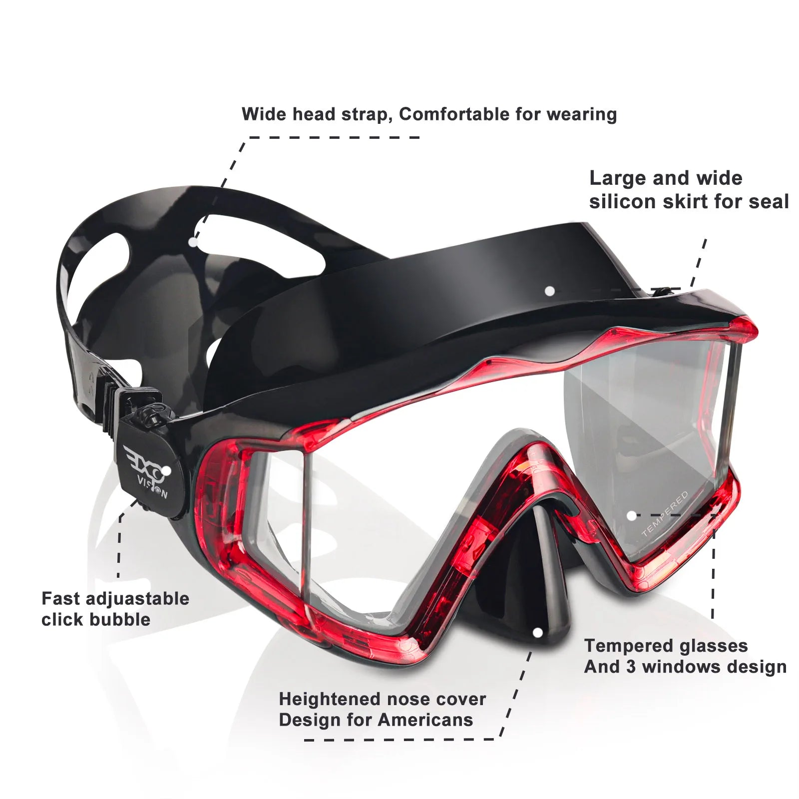 Pano 3 Leakproof Diving Mask with Nose Cover for Adults