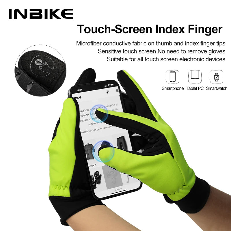 🧤 INBIKE Winter Cycling Gloves | Warm Fleece Waterproof Gloves for Men & Women | Touchscreen Biking Gear