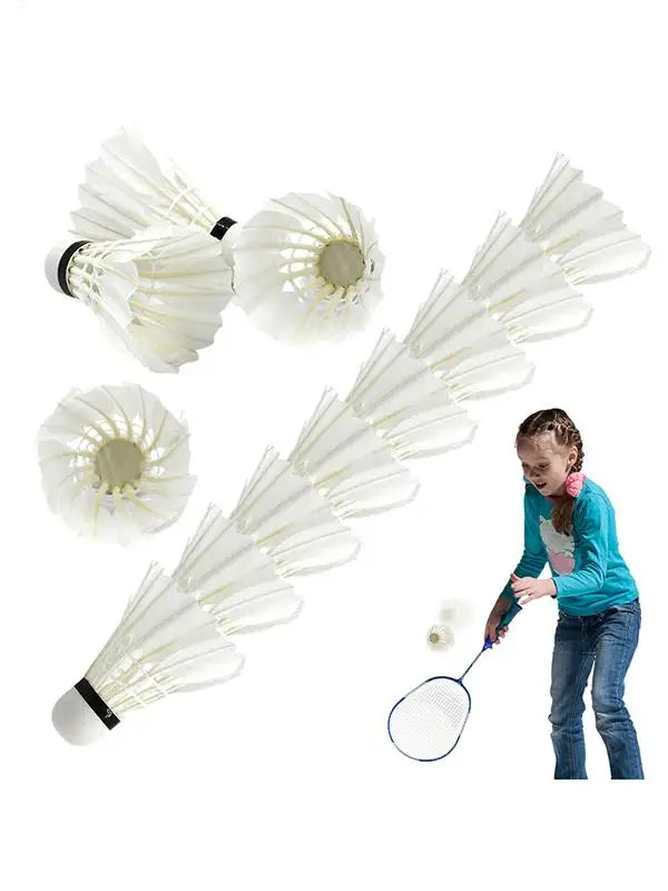 12-Pack Goose Feather Badminton Shuttlecocks Set
