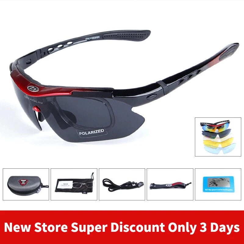 🚴‍♂️ Latest Cycling Sports Glasses | 5 Pcs Replaceable HD Lenses | Outdoor Polarized Goggles