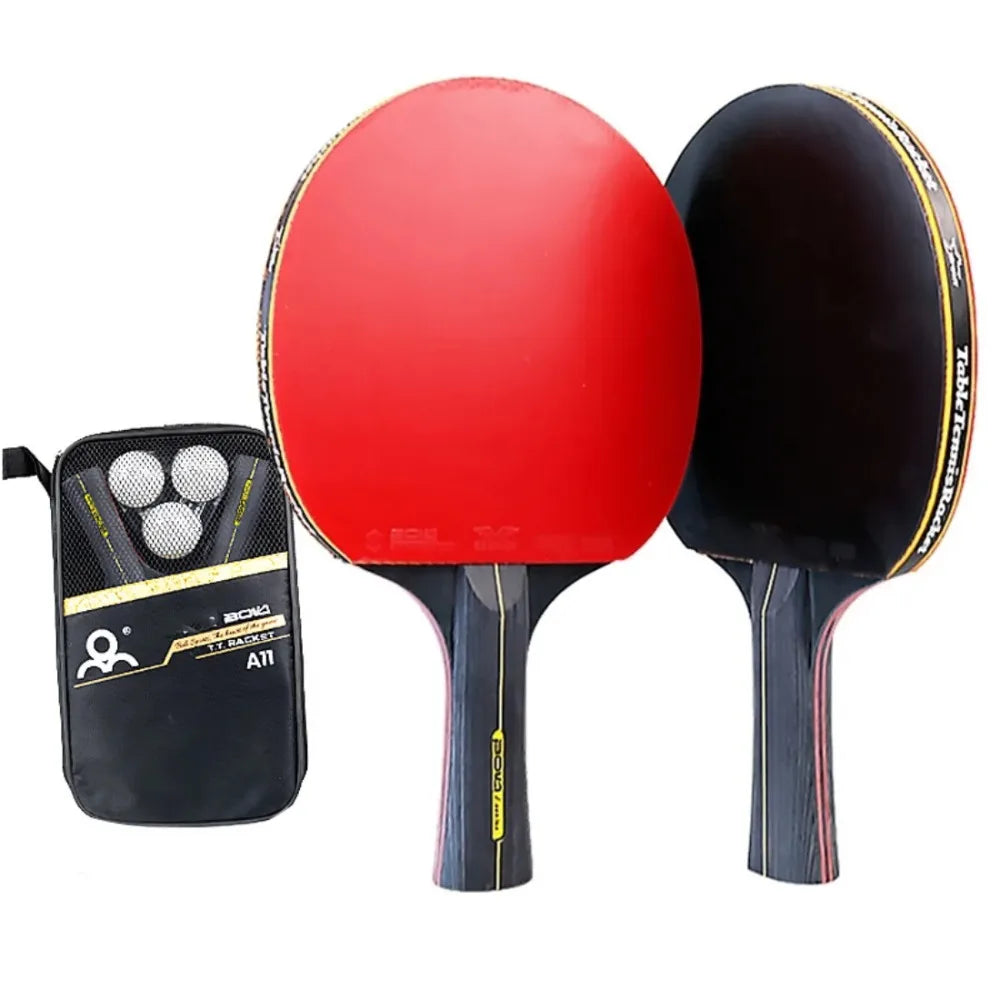 Professional 5/6 Star Table Tennis Racket Set - 2PCS with Pimples-In Rubber & High-Quality Blade