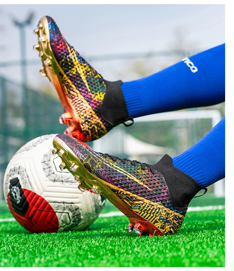 ⚽ Gold Sole Soccer Shoes for Men & Kids | Professional Cleats for Football Field