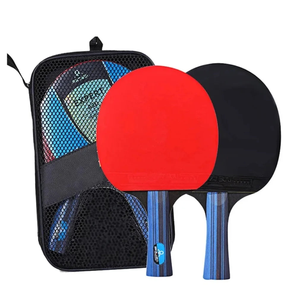 Professional 5/6 Star Table Tennis Racket Set - 2PCS with Pimples-In Rubber & High-Quality Blade