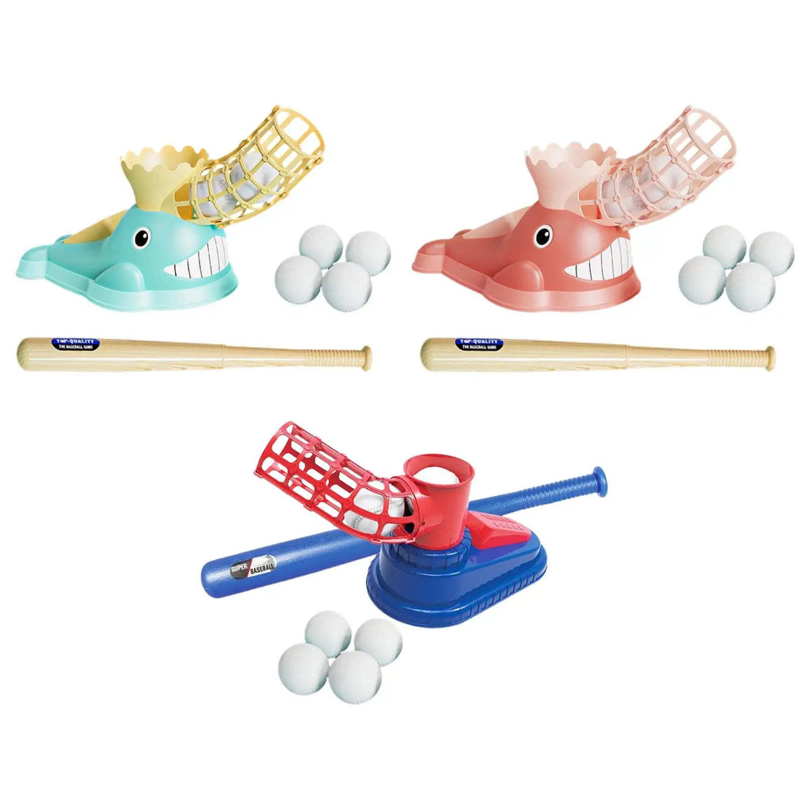 Kids Baseball Pitching Machine with Bat and 6 Baseballs