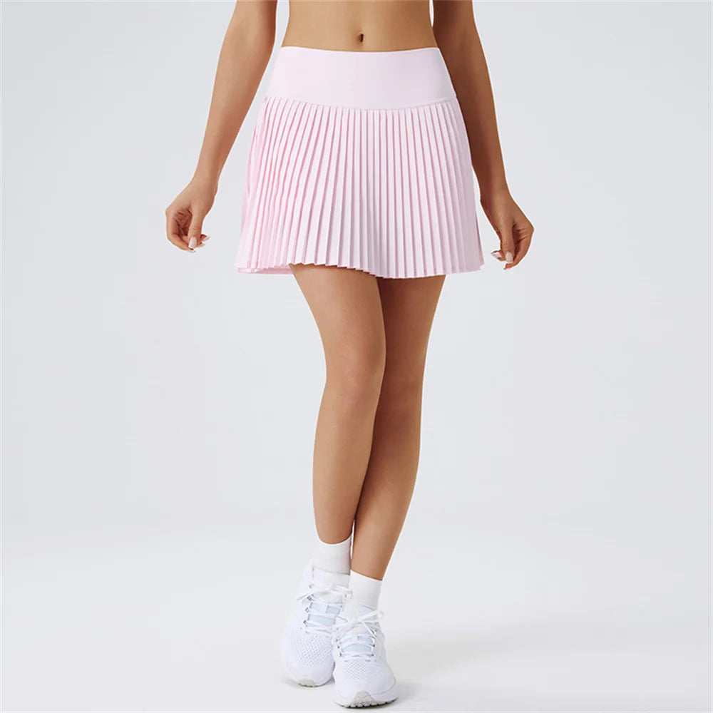 Women's Pleated Tennis Skort with Pockets and Shorts