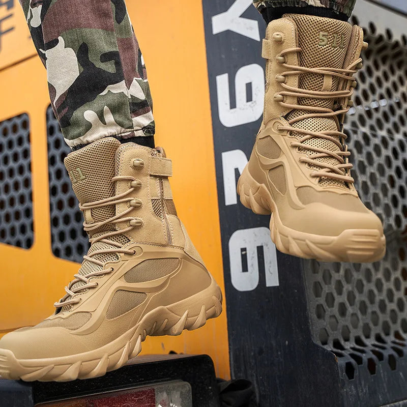 Men's Ultra Light Tactical Combat Boots - High Army Boots for Outdoor Sports, Hiking, Mountaineering, and Work