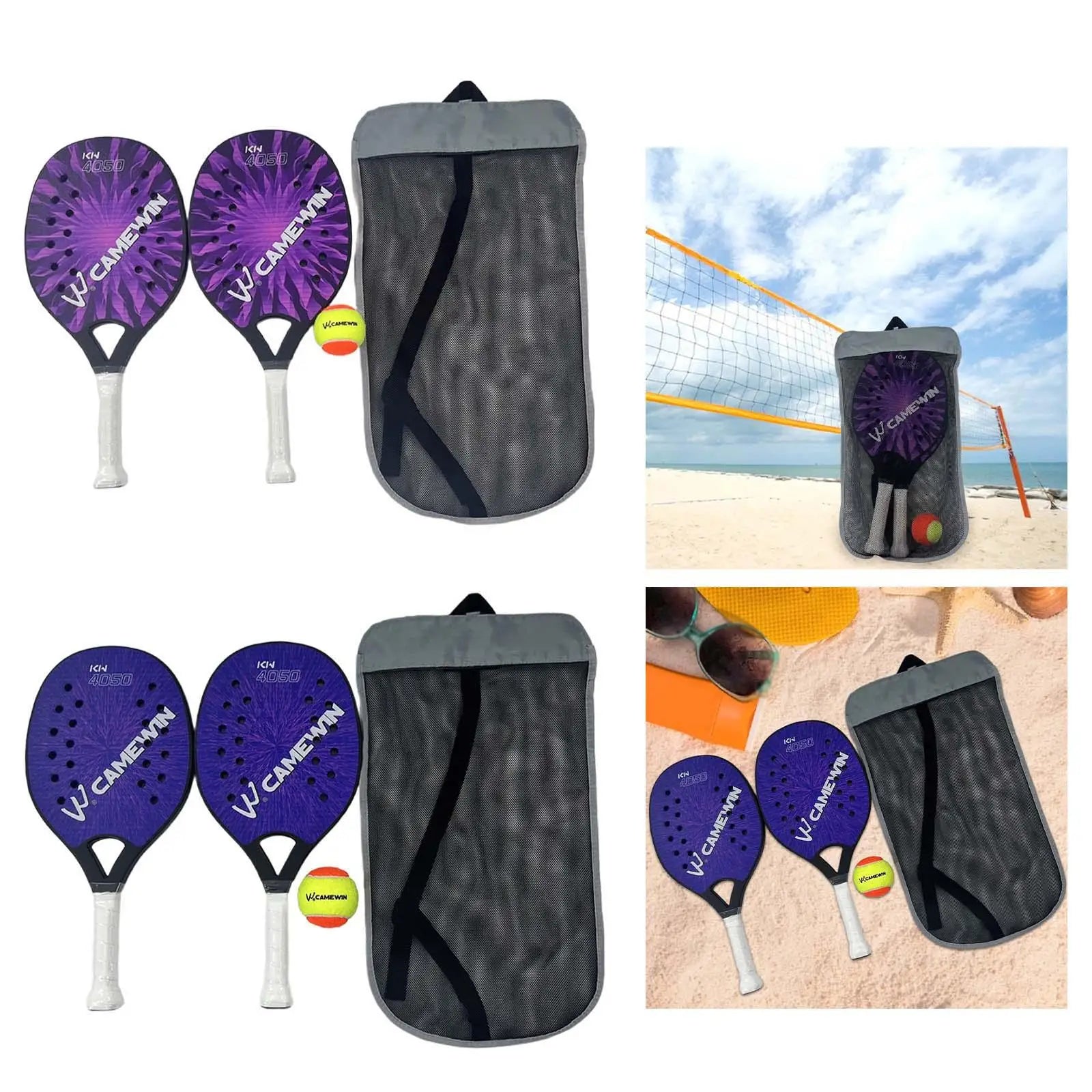 2Pcs Lightweight Beach Tennis Rackets with EVA Core