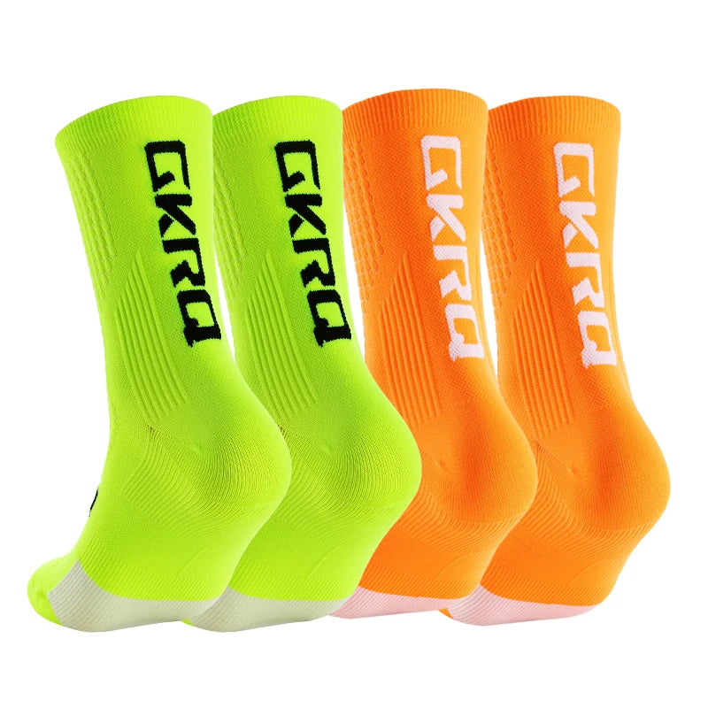 GKRQ 2023 Cycling & Compression Socks - 4 Pairs, Knee-High Sports Socks