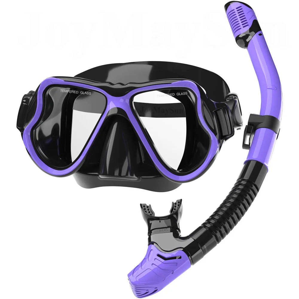 Dry Snorkel Mask Set with Panoramic Anti-Fog View for Adults
