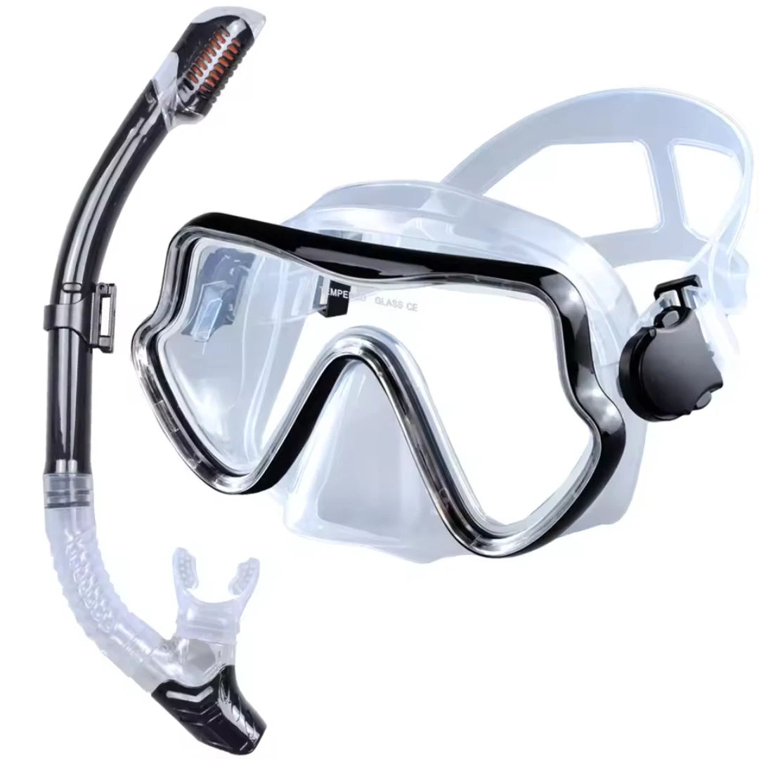 Adult Scuba Diving Mask Snorkel Set with Glass Lens