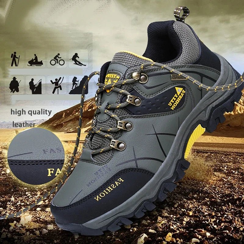 Men's Waterproof Leather Hiking Sneakers: Durable, Comfortable, and Ready for Adventure