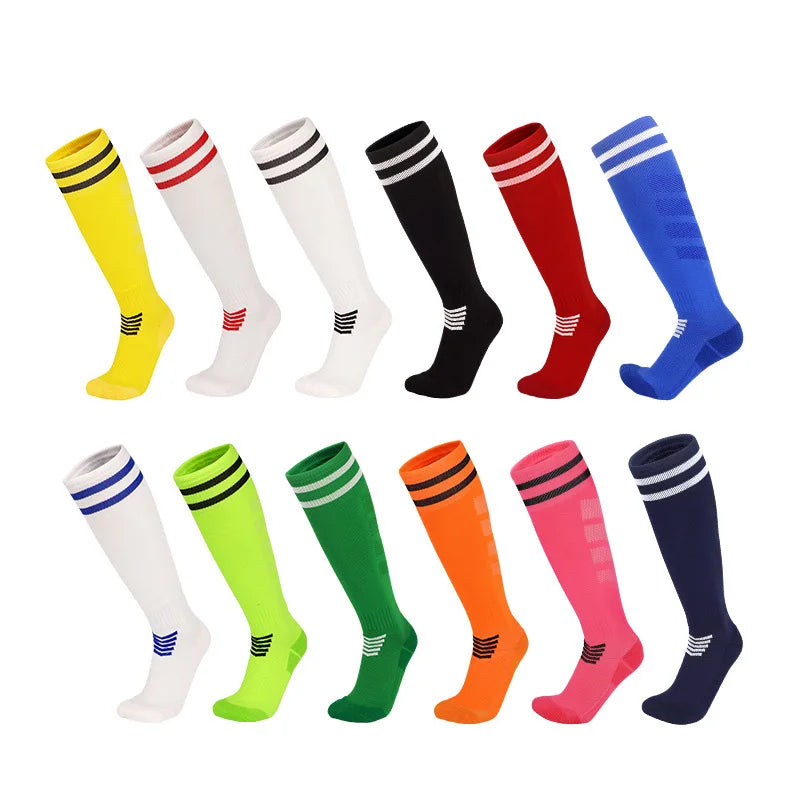 Breathable Knee-High Soccer Socks - Towel Bottom, Perfect for All Ages ⚽