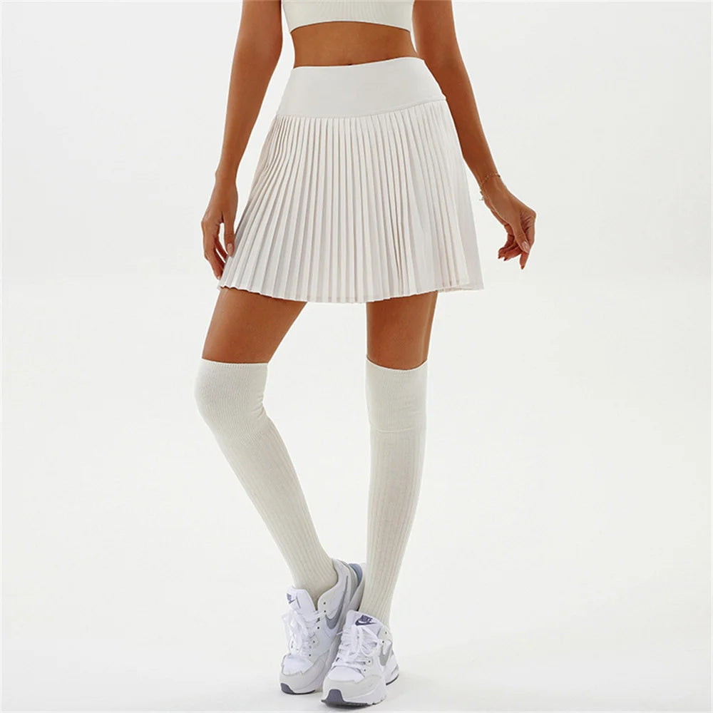 Women's Pleated Tennis Skort with Pockets and Shorts