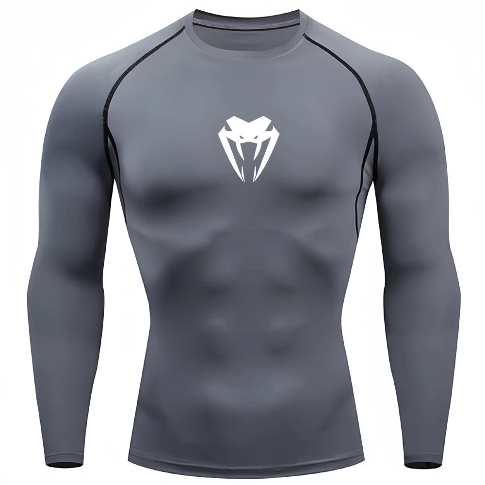 MMA Compression T Shirt Men Training Sportswear Running T-shirt Elastic Quick Dry Sport Tops Tee Athletic Gym Workout Shirts Men