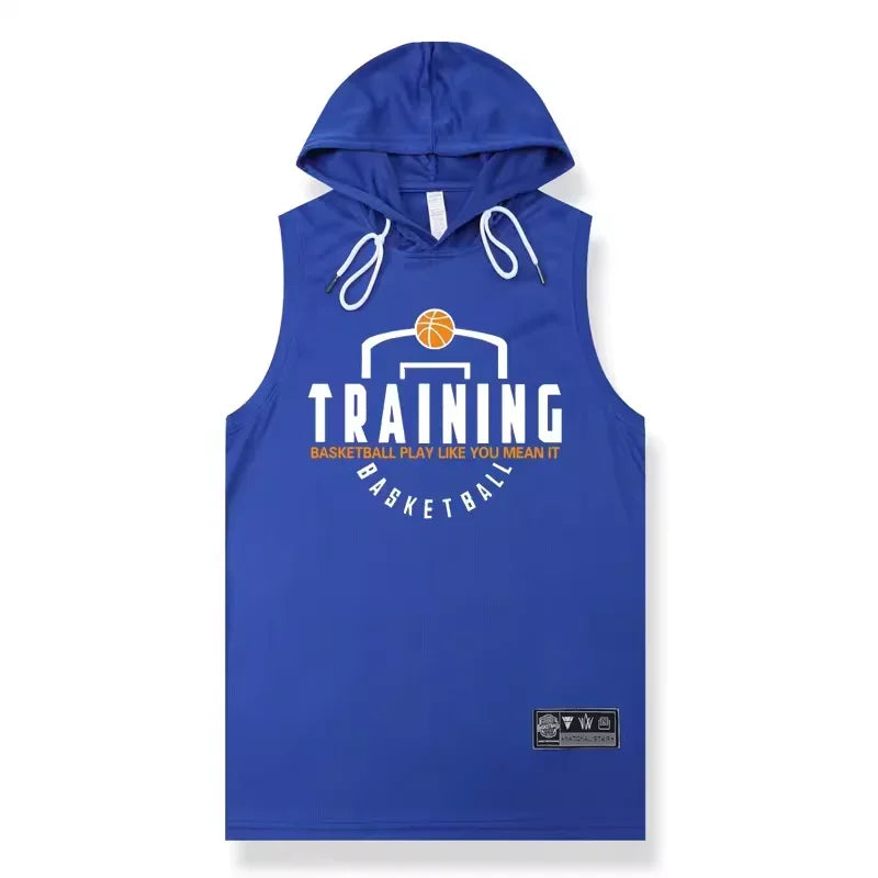 🏀 Men's Hooded Basketball Vest | Quick-Drying Sleeveless Training T-Shirt