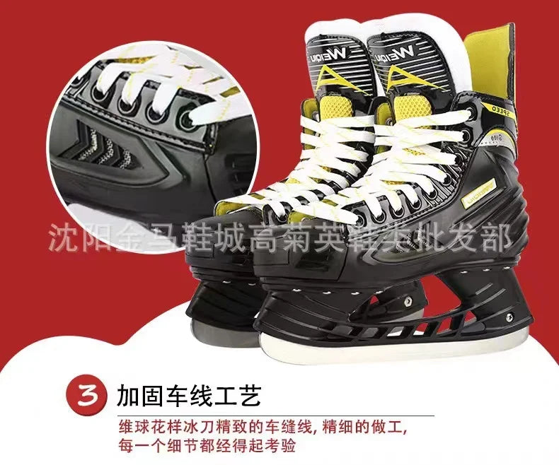 Ice Hockey Skating Sneakers – Leather Blade Ice Skates for Adults & Children, Perfect for Beginners!