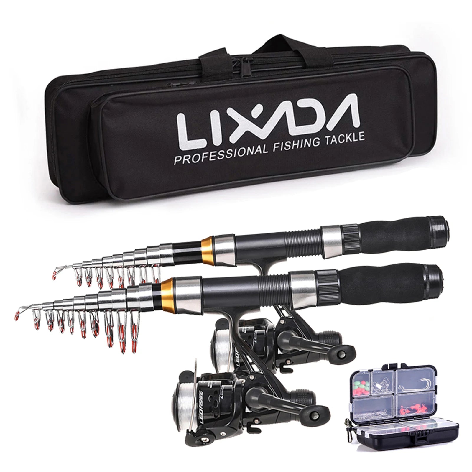 🎣 Lixada 2.1m/2.3m Telescopic Fishing Rod & Reel Combo – Carbon Fiber Rod with Spinning Reel & Carrying Bag 🐟