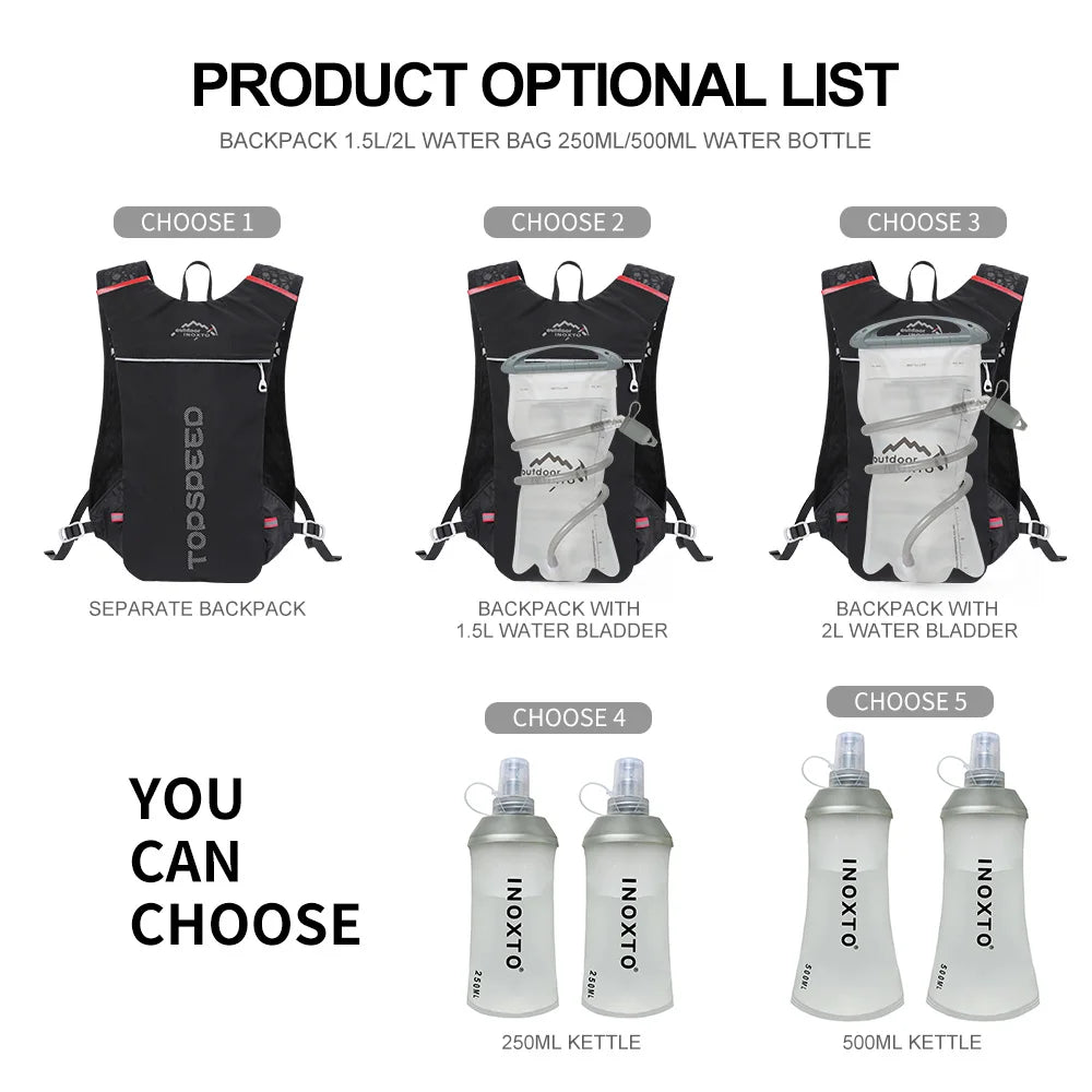 Ultra-Light 5L Trail Running Backpack | Hydration Vest for Marathon & Cycling | Includes 1.5L & 2L Water Bags 🚴‍♀️💧