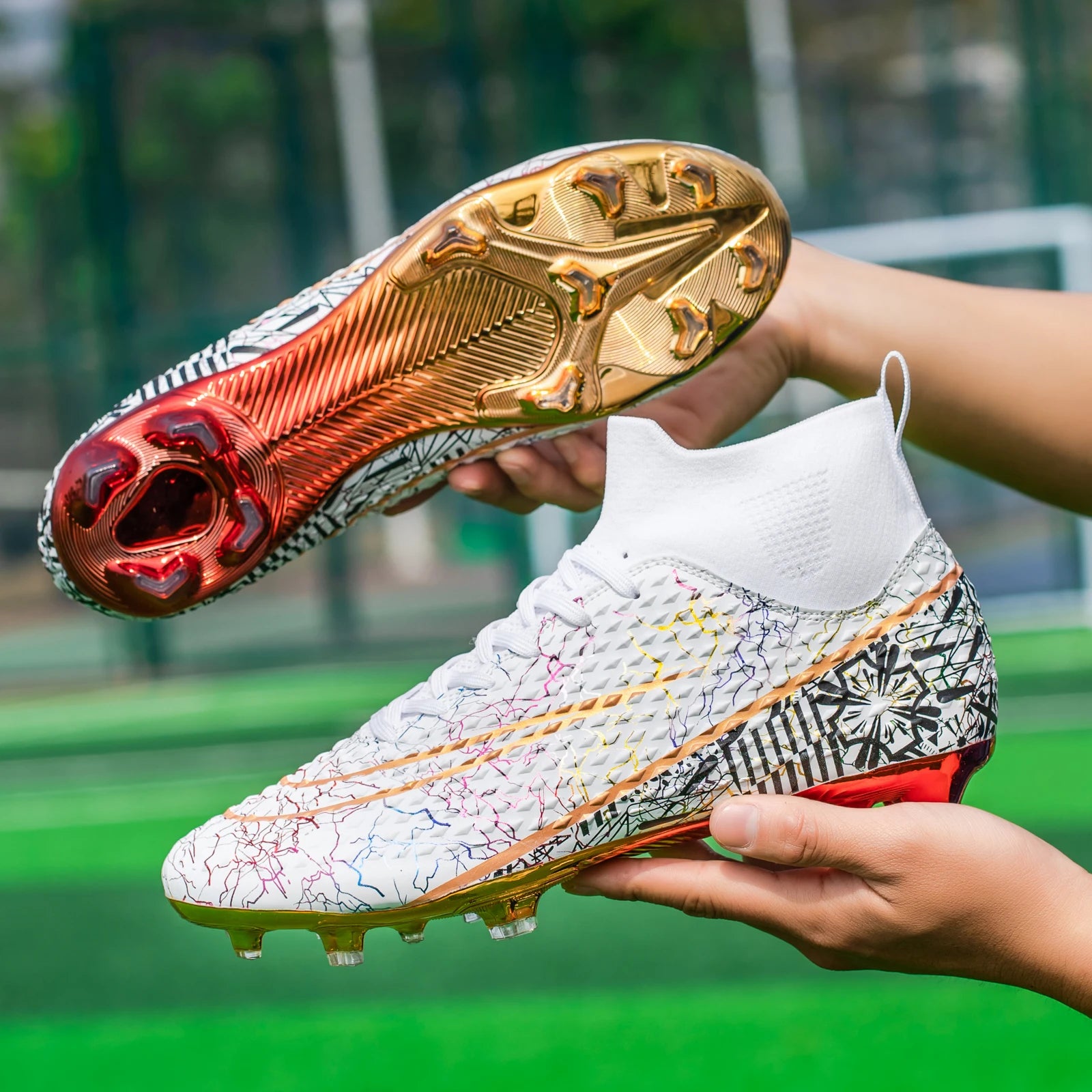 ⚽ Gold Sole Soccer Shoes for Men & Kids | Professional Cleats for Football Field