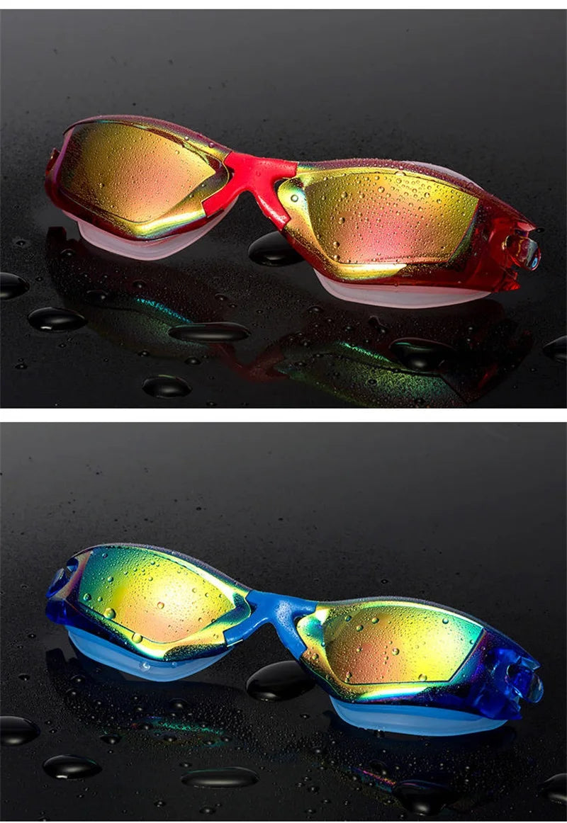 Professional Swimming Goggles: Electroplated, Waterproof with Earplugs & Nose Clip