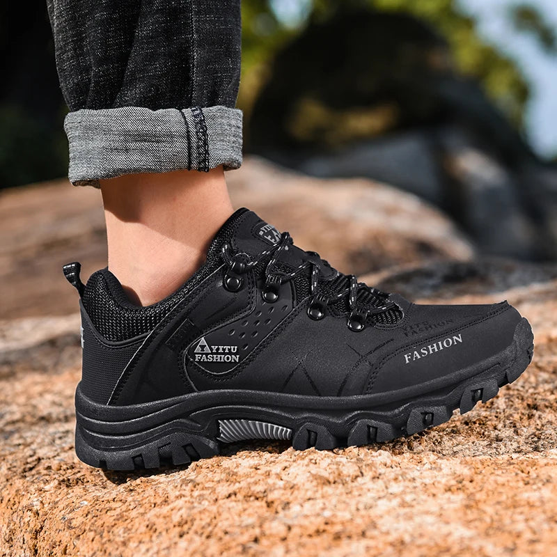 Men's Waterproof Leather Hiking Sneakers: Durable, Comfortable, and Ready for Adventure