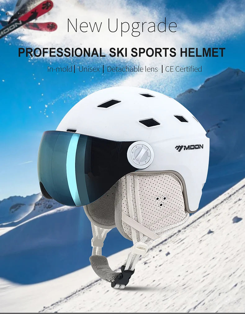 ⛷️ MOON Body Molding Ski Helmet | Professional Protective Cap for Outdoor Skiing | Sports Equipment