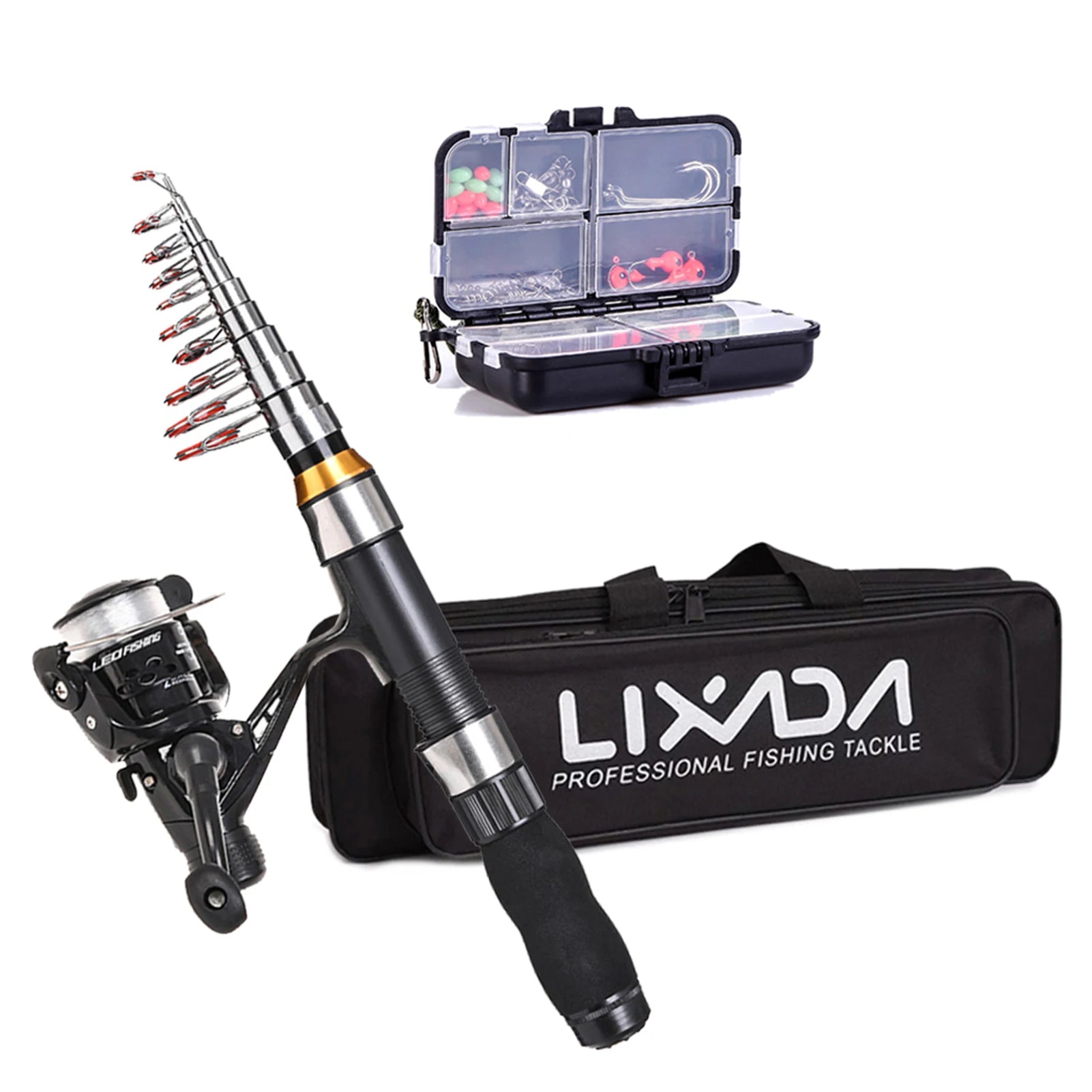 🎣 Lixada 2.1m/2.3m Telescopic Fishing Rod & Reel Combo – Carbon Fiber Rod with Spinning Reel & Carrying Bag 🐟