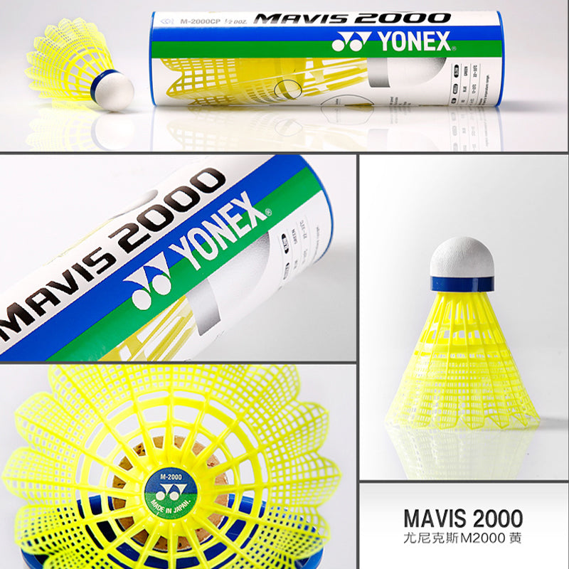 Yonex Mavis 350 Yellow Badminton Shuttlecocks - Durable Nylon, Medium Speed, 6-Pack