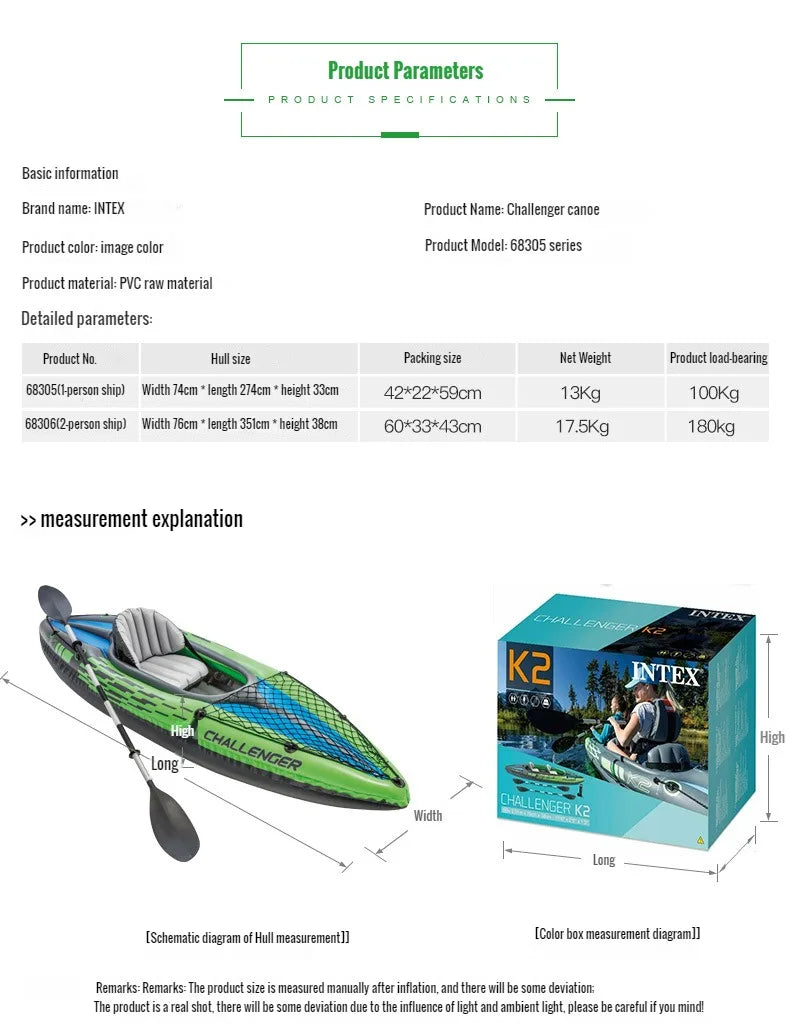 🚣‍♂️ Adventure-Ready Inflatable Kayak – Single Person Fishing & Water Sports Raft | Includes Paddles 🌊