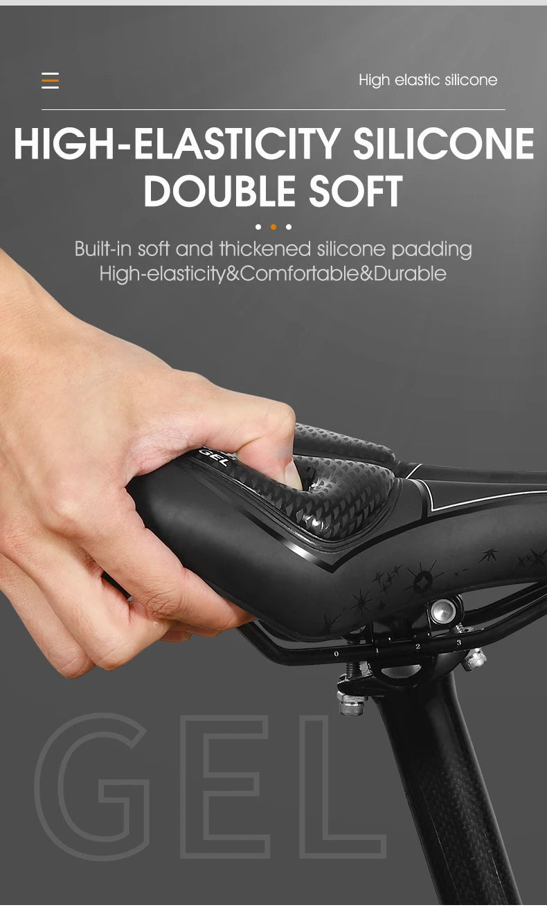 🚴‍♂️ WEST BIKING Gel Silicone Bicycle Saddle – Ultimate Comfort & Shock Absorption | Breathable, Hollow MTB & Road Bike Seat 🌟