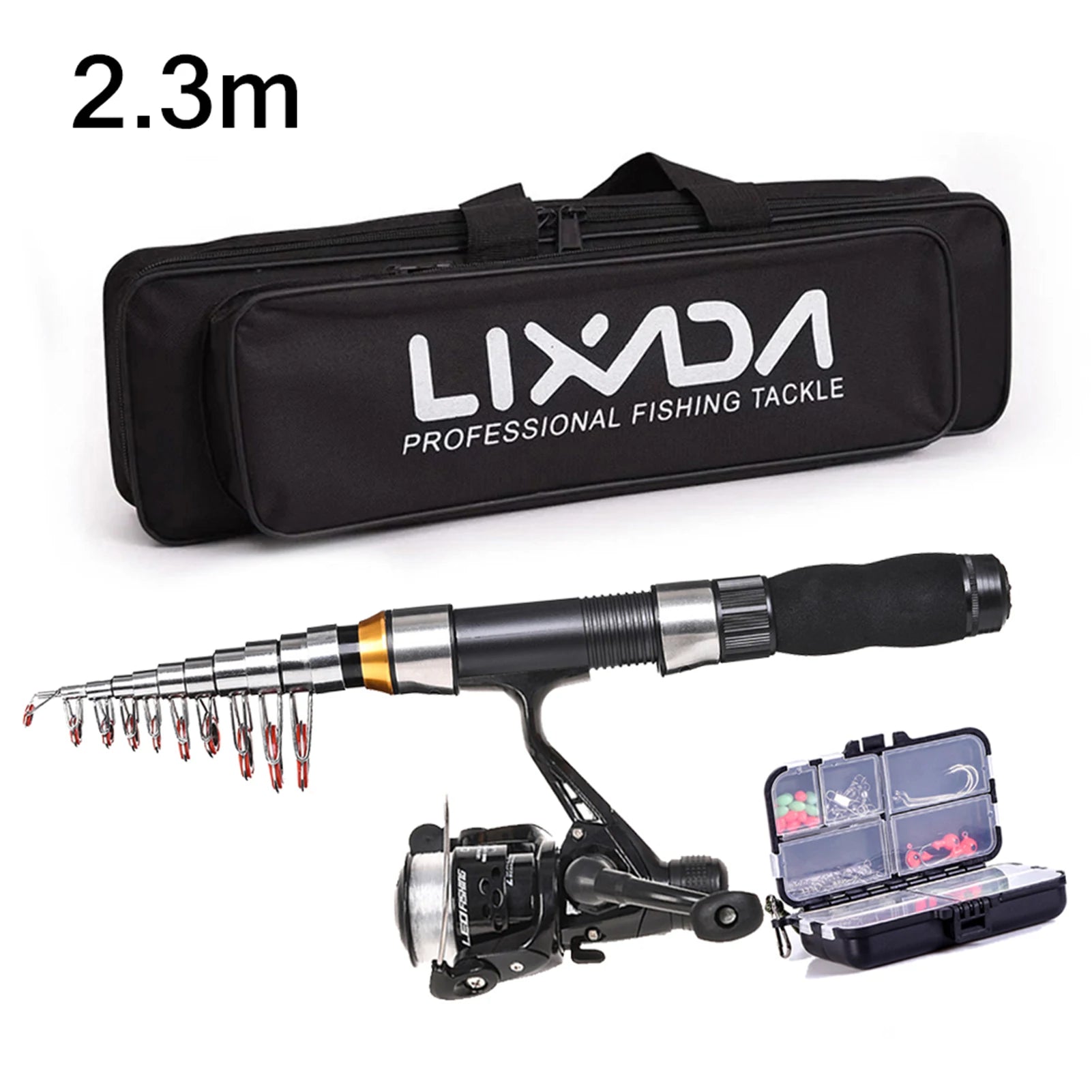 🎣 Lixada 2.1m/2.3m Telescopic Fishing Rod & Reel Combo – Carbon Fiber Rod with Spinning Reel & Carrying Bag 🐟