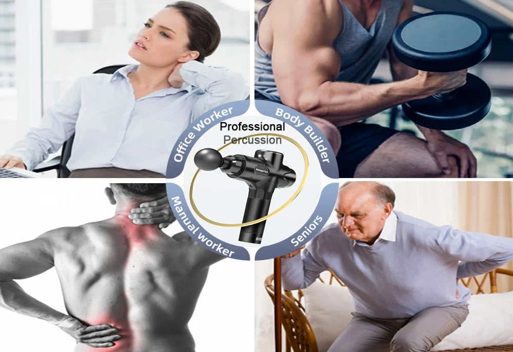 💪 24V Professional Massage Gun – Hot & Cold Compress | 12 Heads, High Frequency Fascia Gun for Deep Tissue & Neck Relaxation 🌟