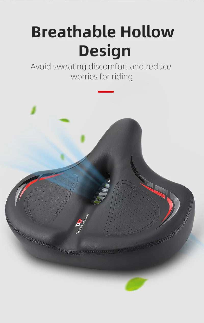 🚴‍♂️ WEST BIKING Widened & Thickened Bicycle Saddle – Soft Shock Absorption | Oversize MTB & Road Cycling Cushion 🌟