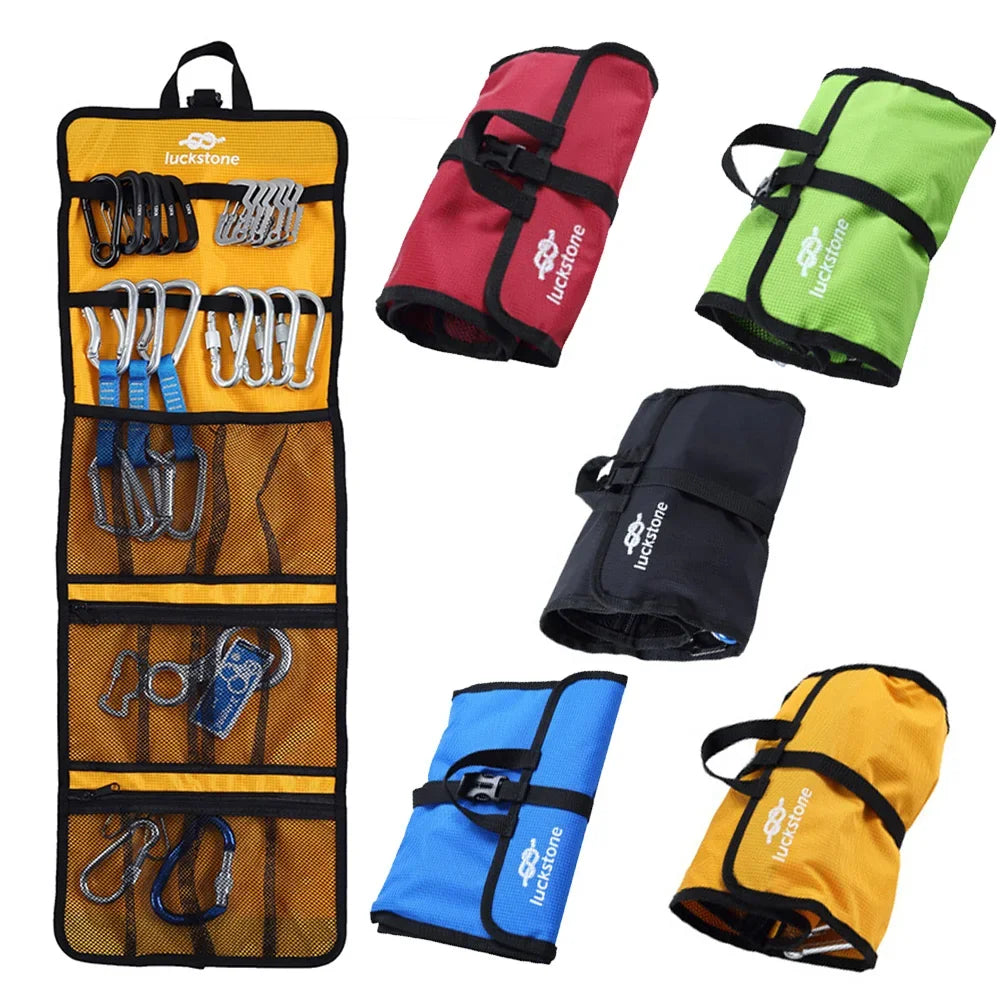 🎒 Rock Climbing Storage Bag | Gear Equipment Organizer with Carabiner | Essential Climbing Bag