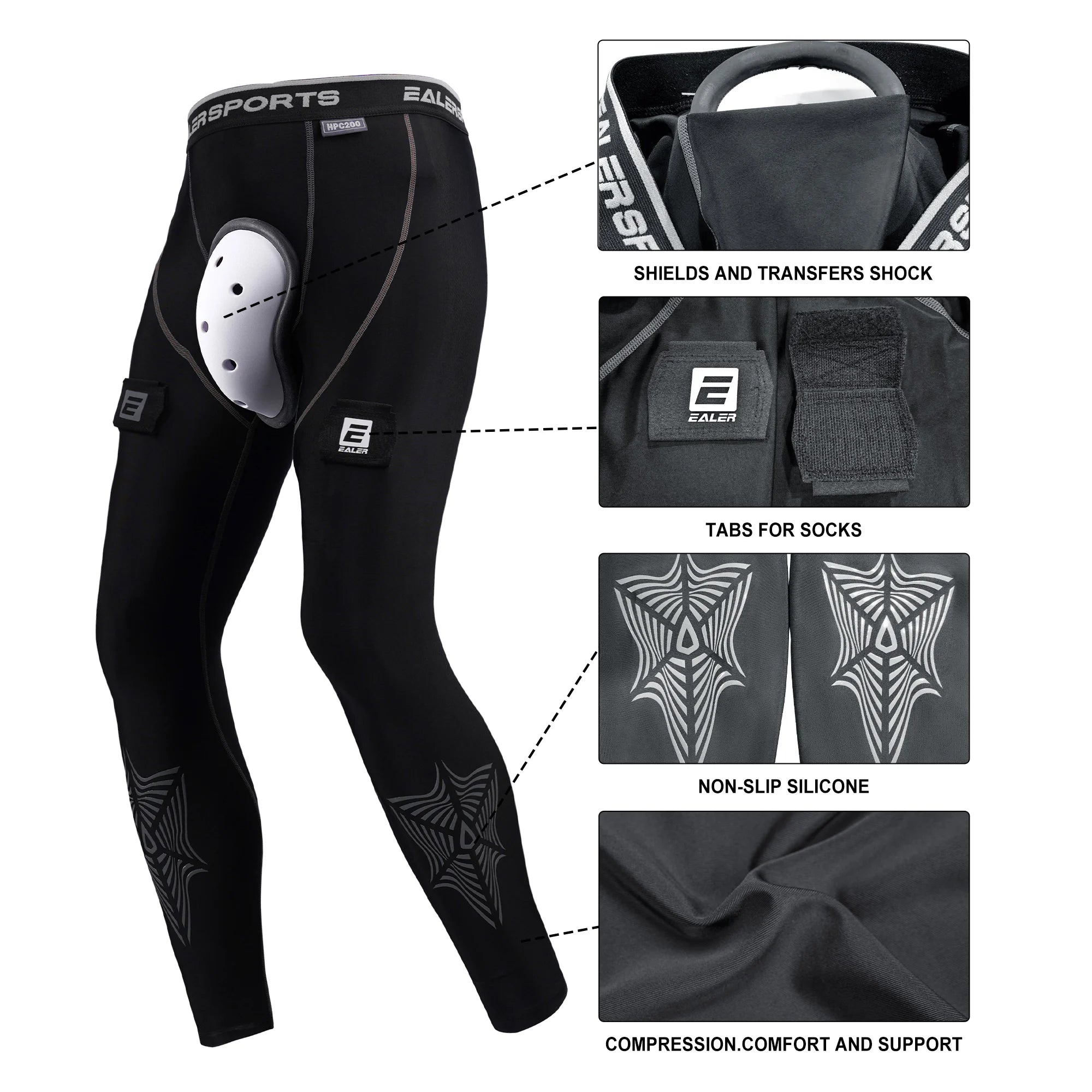 Han Duck Compression Hockey Pants with Athletic Cup & Sock Tabs – Jock for Men and Boys!