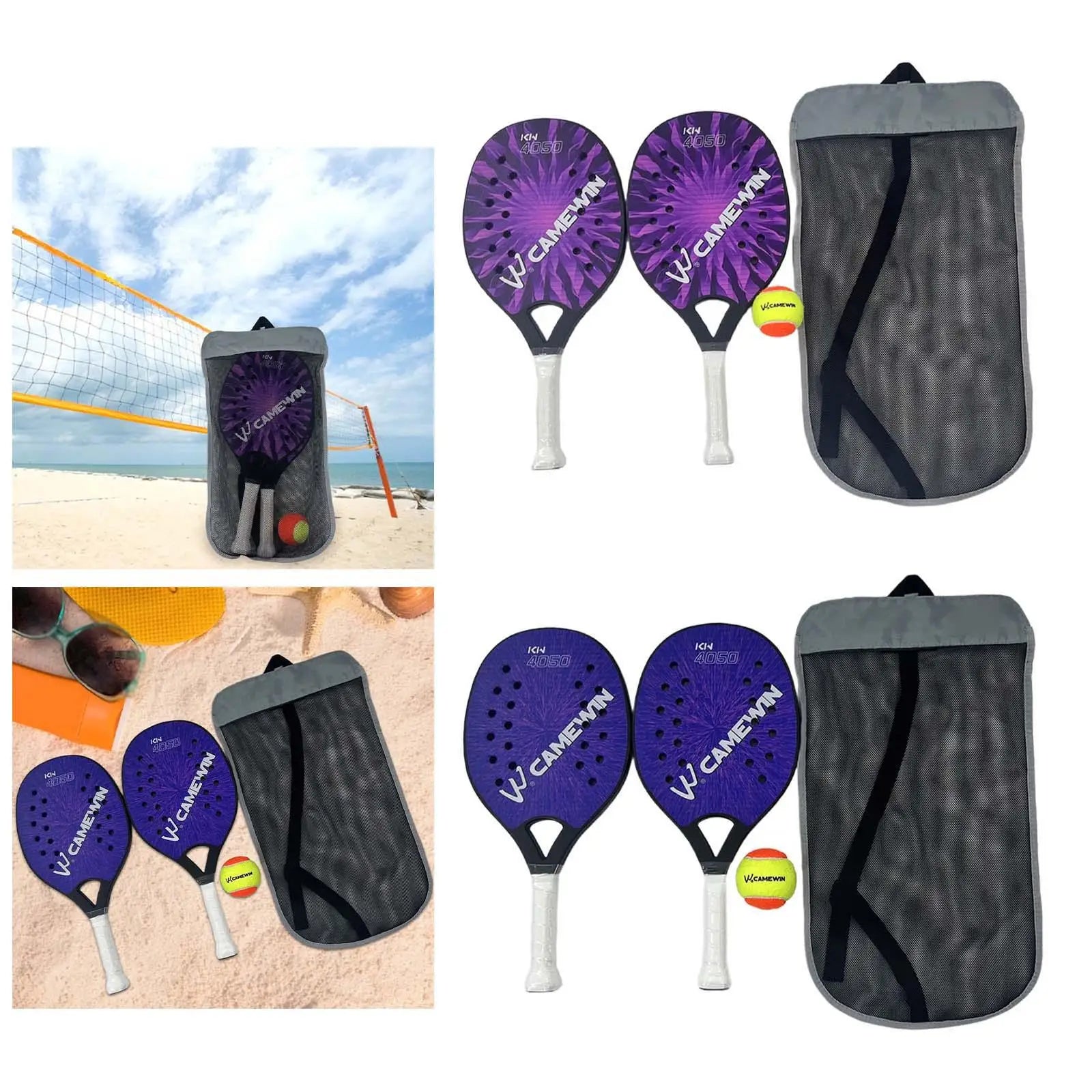 2Pcs Lightweight Beach Tennis Rackets with EVA Core