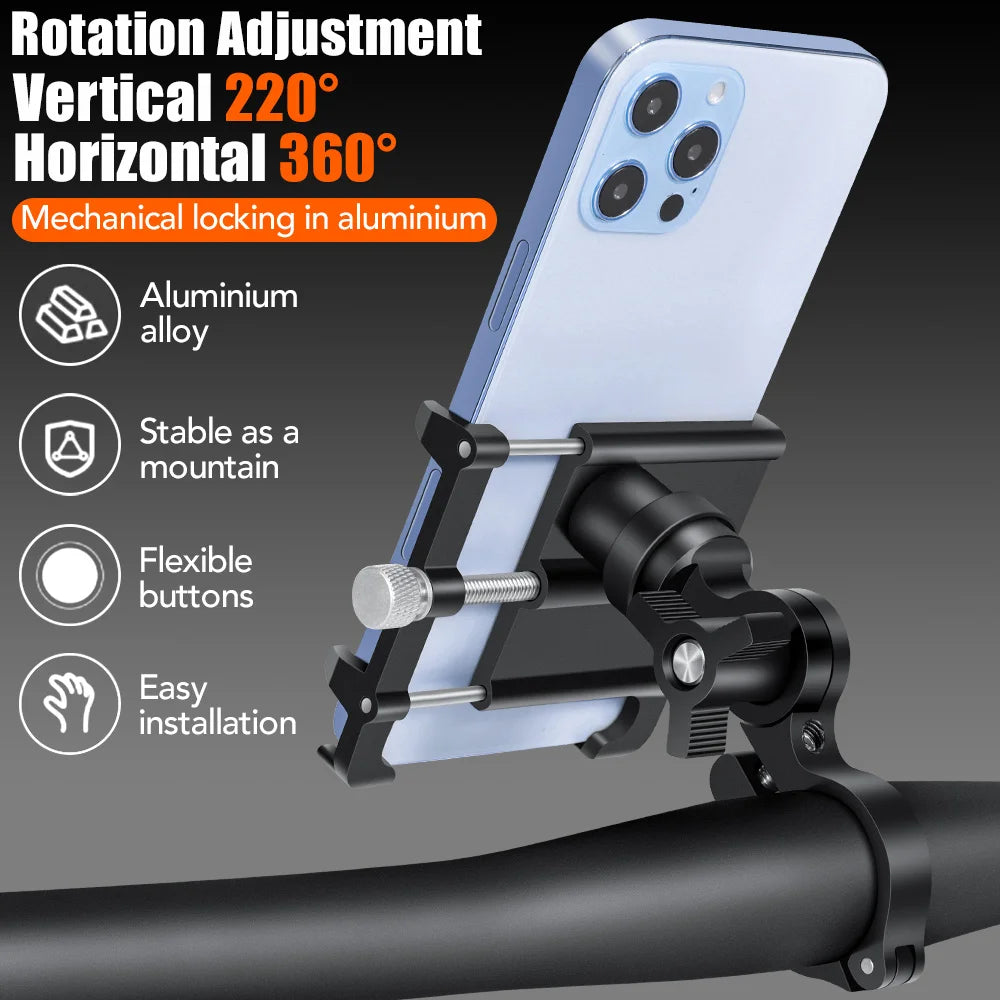 🚴‍♂️ NEWBOLER MTB Phone Mount Stand – 360° Rotatable Aluminum Adjustable Bike Holder | Non-Slip Cycling Bracket 📱