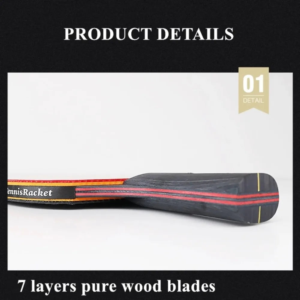 Professional 5/6 Star Table Tennis Racket Set - 2PCS with Pimples-In Rubber & High-Quality Blade