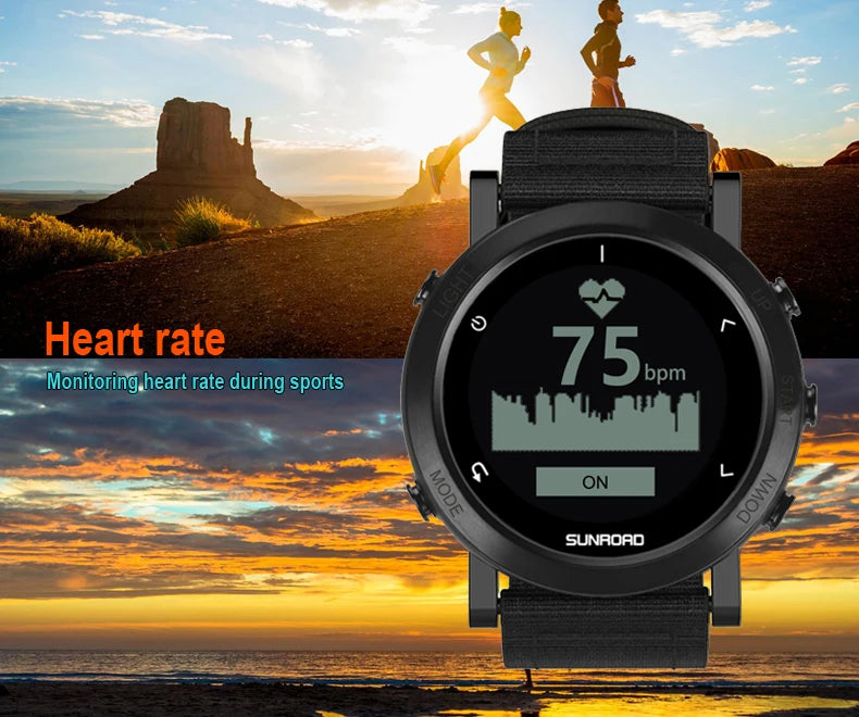 Sunroad GPS Sports Smart Watch - 100m Waterproof Fitness Tracker with Altimeter, Compass, Barometer for Cycling & Mountaineering