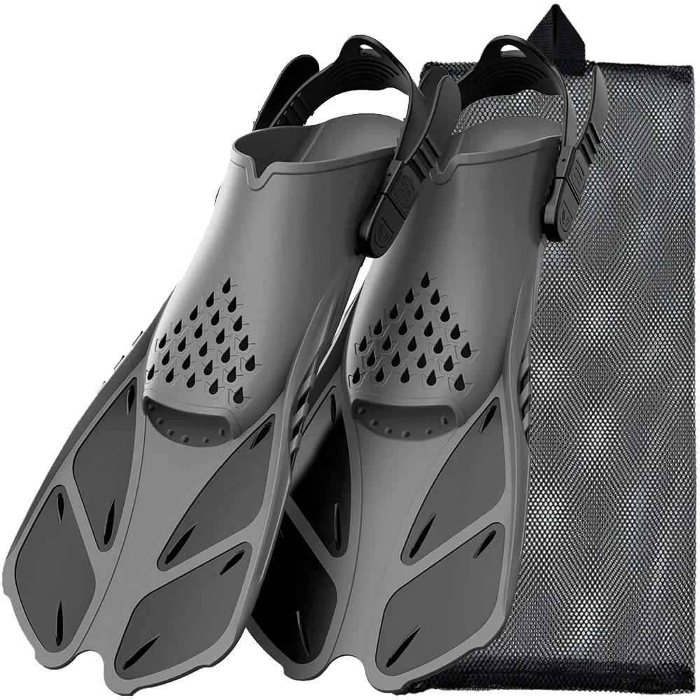Adjustable Silicone Snorkel Fins for Adults Travel Size