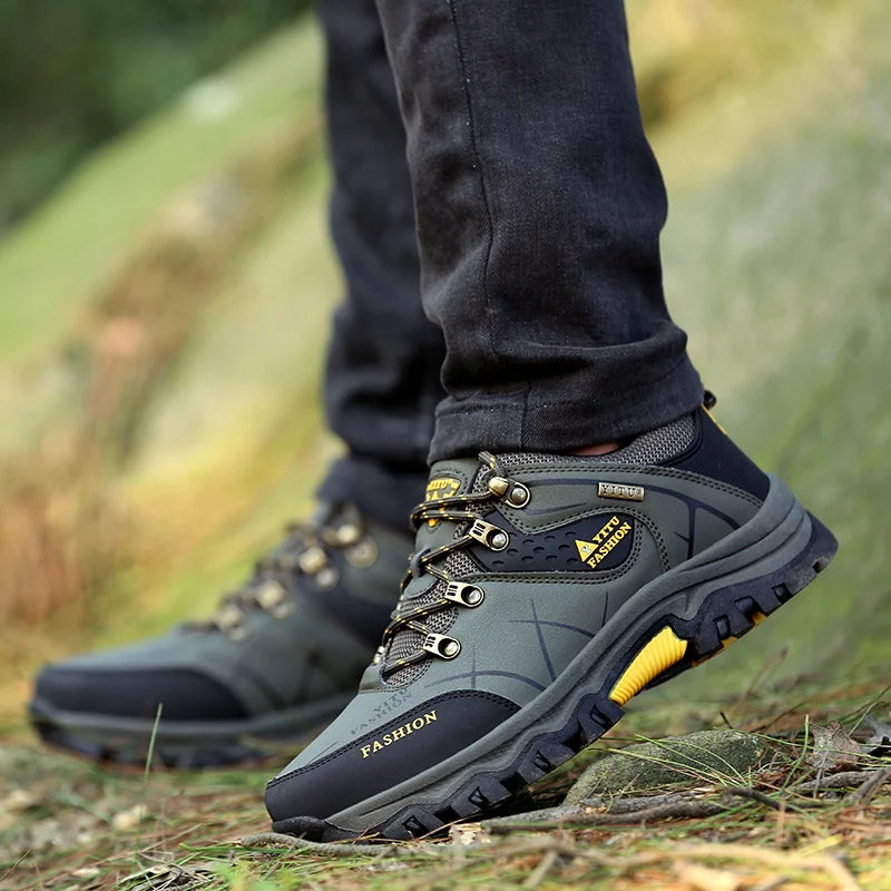 Men's Waterproof Leather Hiking Sneakers: Durable, Comfortable, and Ready for Adventure