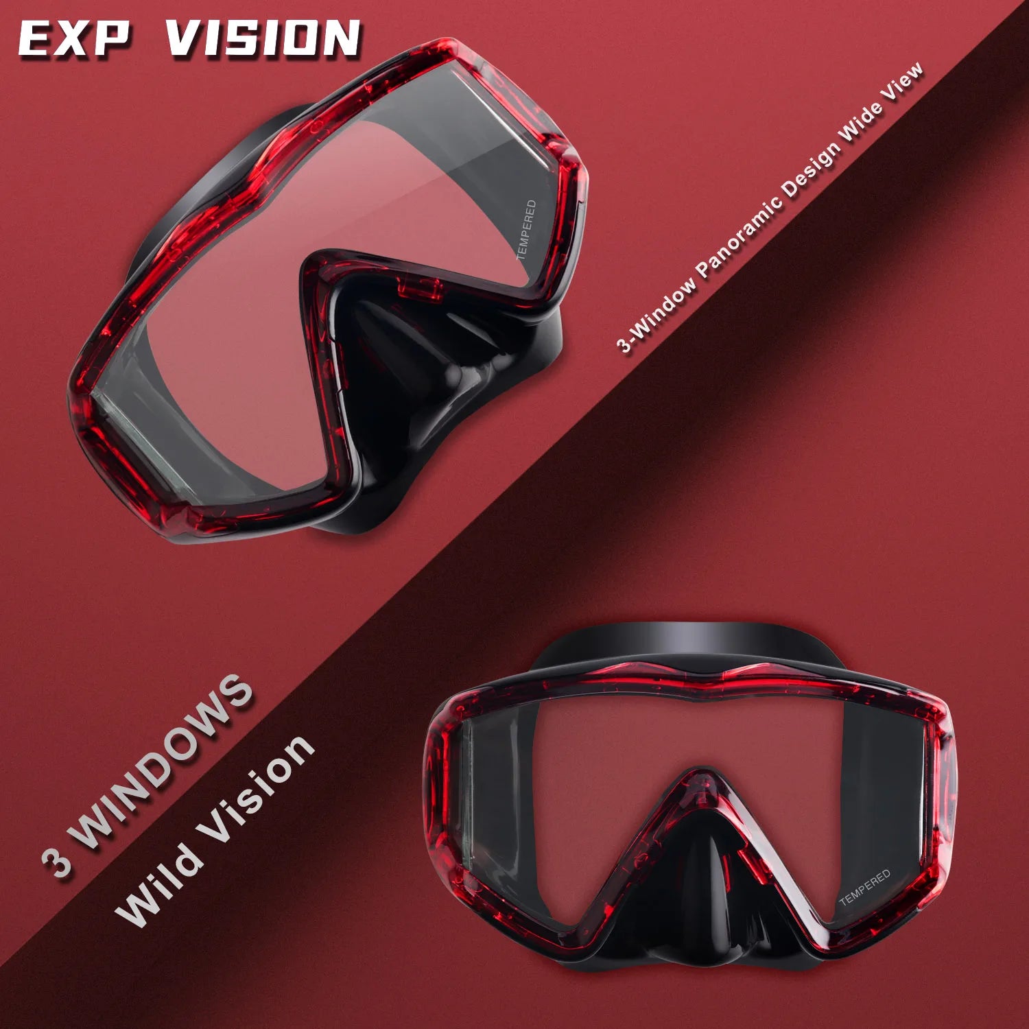 Pano 3 Leakproof Diving Mask with Nose Cover for Adults