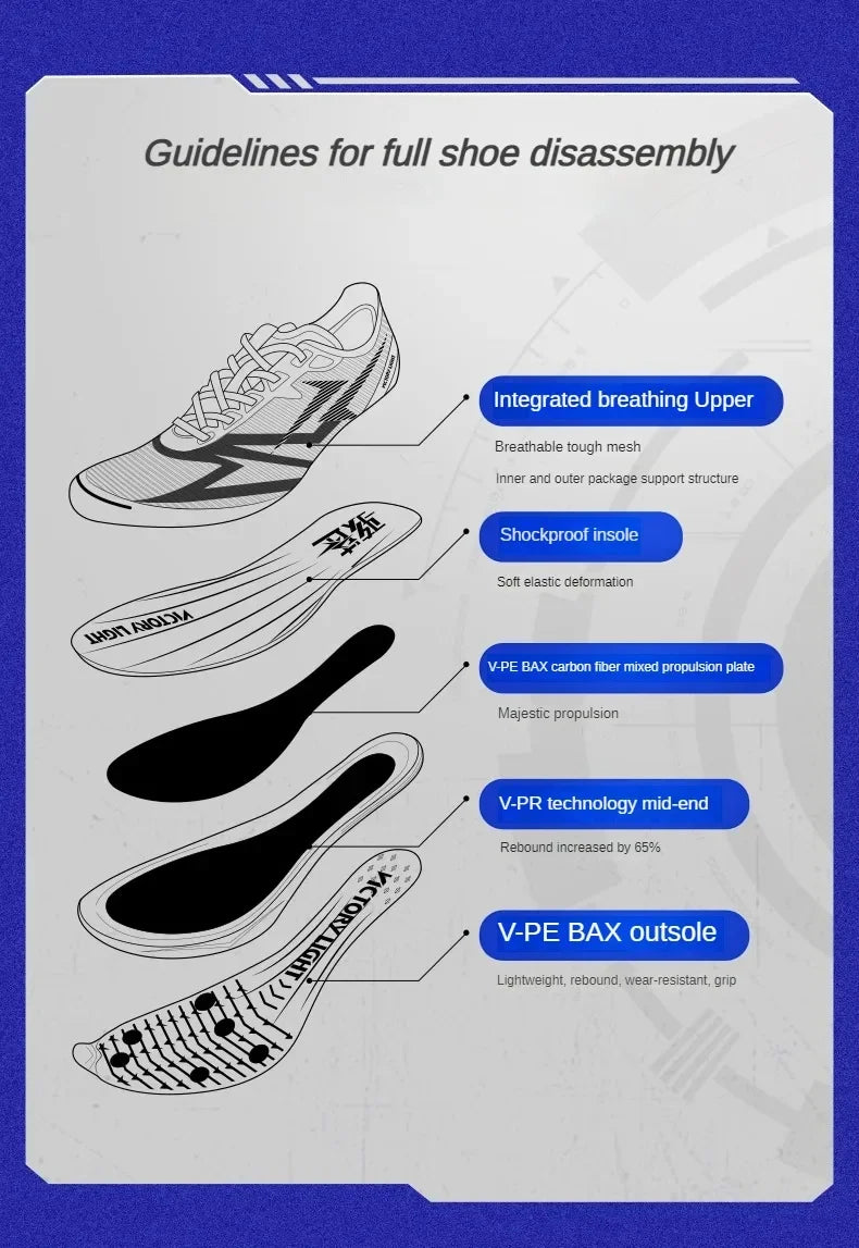 Victory Light Platform Carbon Plate Sprint Spikes | 6-Spike Track & Field Shoes for Mid & Long Distance, Long Jump