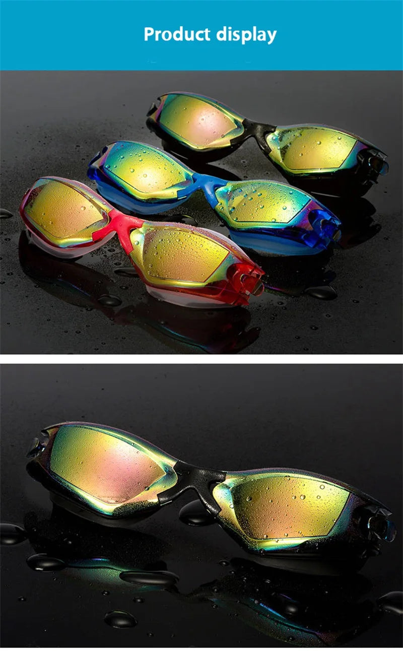 Professional Swimming Goggles: Electroplated, Waterproof with Earplugs & Nose Clip