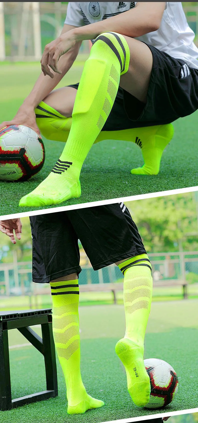 Breathable Knee-High Soccer Socks - Towel Bottom, Perfect for All Ages ⚽