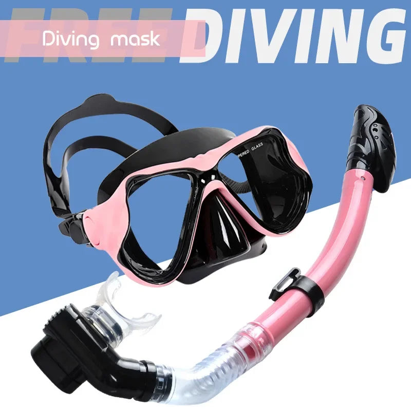 Diving Snorkeling Mask Set with Panoramic Anti-Fog View