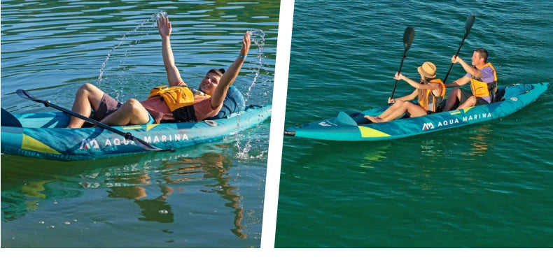 🚣‍♂️ AQUA MARINA 1-2 Person Inflatable Boat | Sport Kayak Model STEAM | PVC Dinghy Raft with Pump & Seats