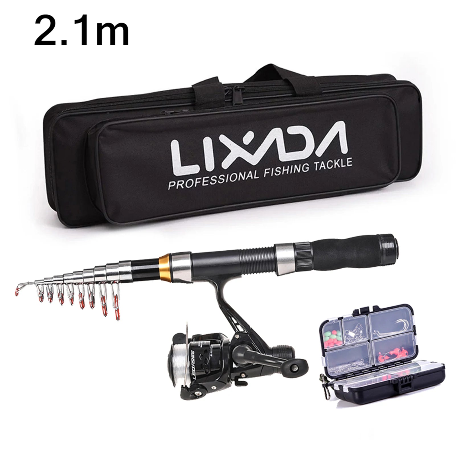 🎣 Lixada 2.1m/2.3m Telescopic Fishing Rod & Reel Combo – Carbon Fiber Rod with Spinning Reel & Carrying Bag 🐟